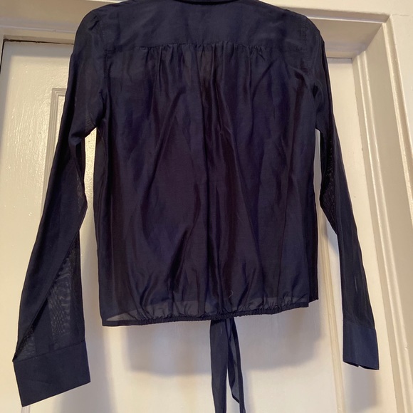 THEORY Navy Button Down Tie Front size Small - Picture 9 of 16